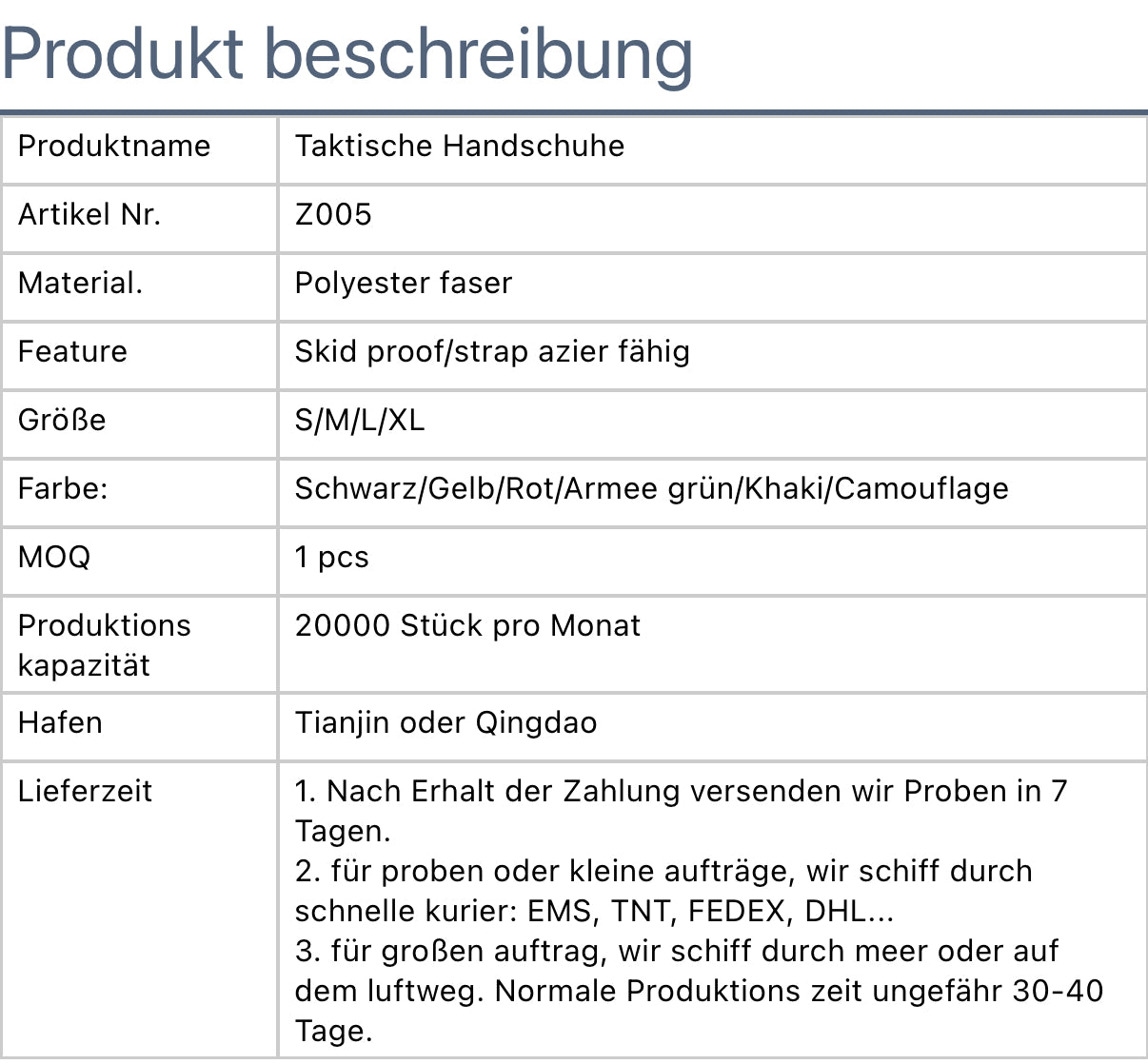 Taktische Einsatzhandschuhe