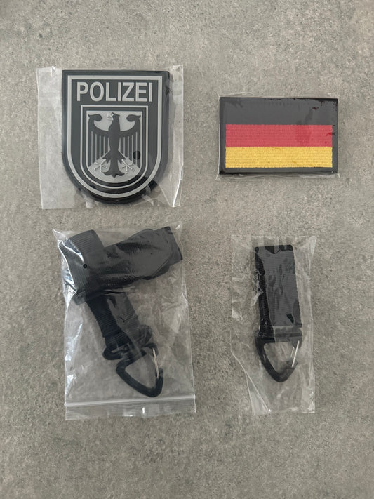Set: Bundespolizei  Patch + Deutschland Patch + Handschuhhalter + Gürtelclip